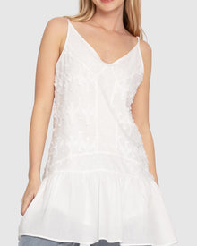 Women | Sunny Afternoon Embroidered Dress | White