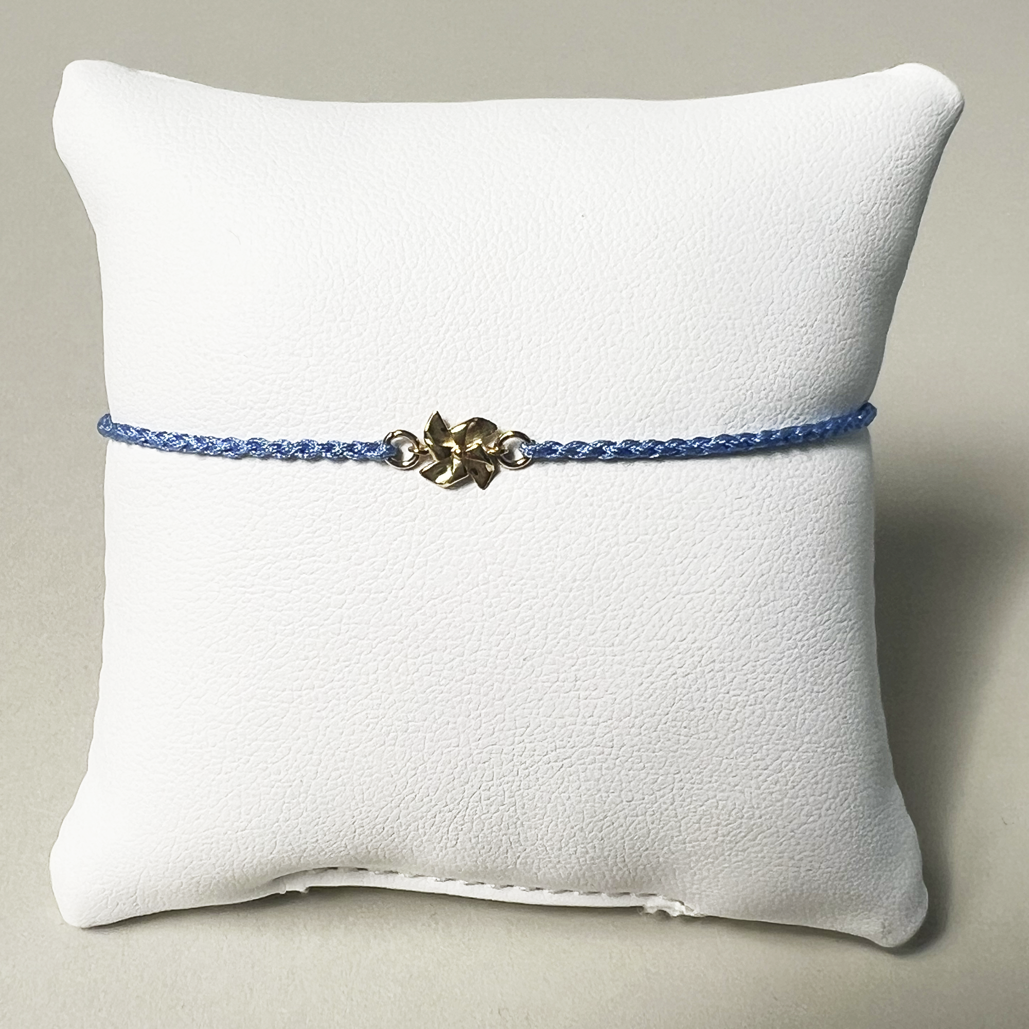 Pinwheel Cord Bracelet | 10K Yellow Gold | Light Blue