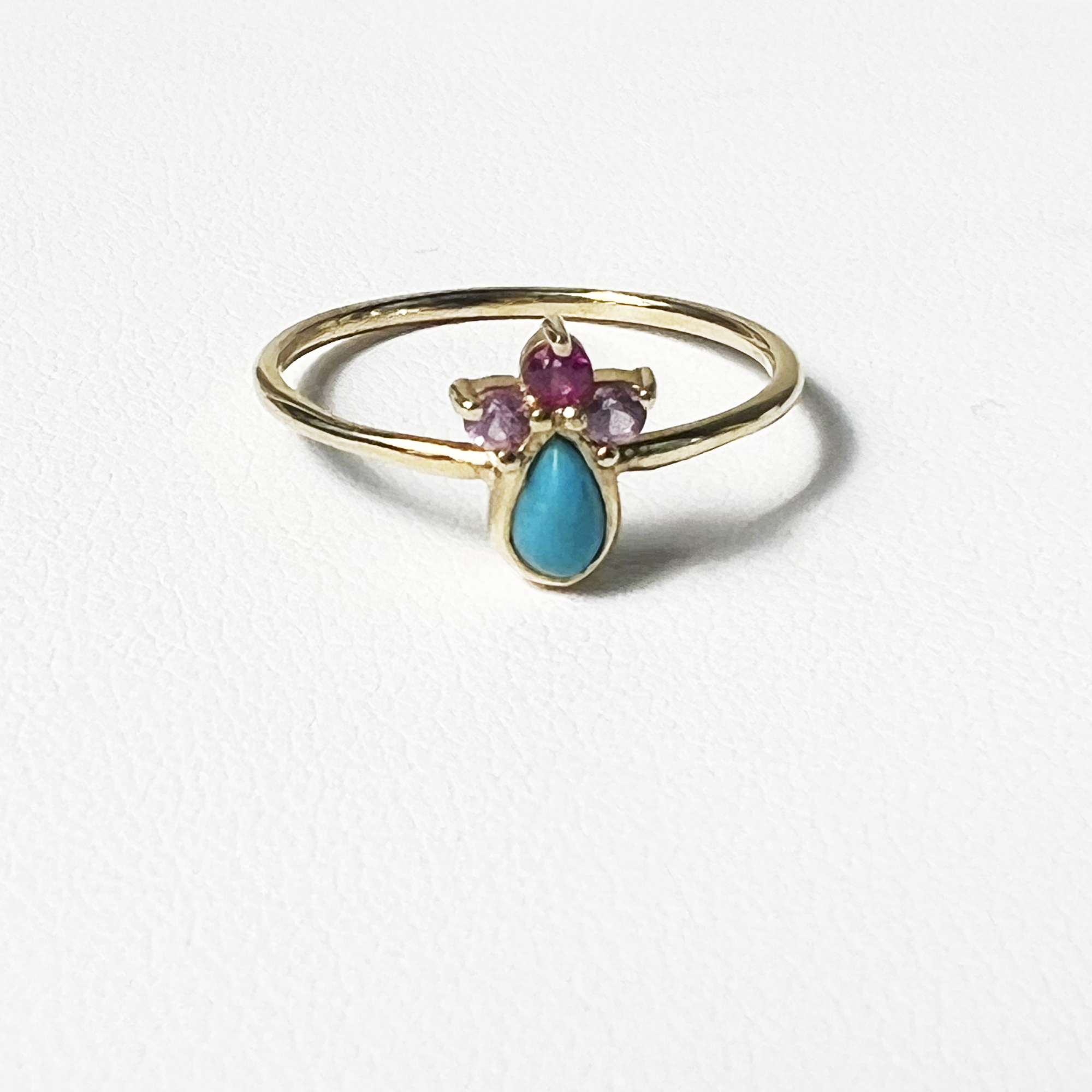 Turquoise Crown Band | 14K Yellow Gold | Pink Sapphire/Red Ruby