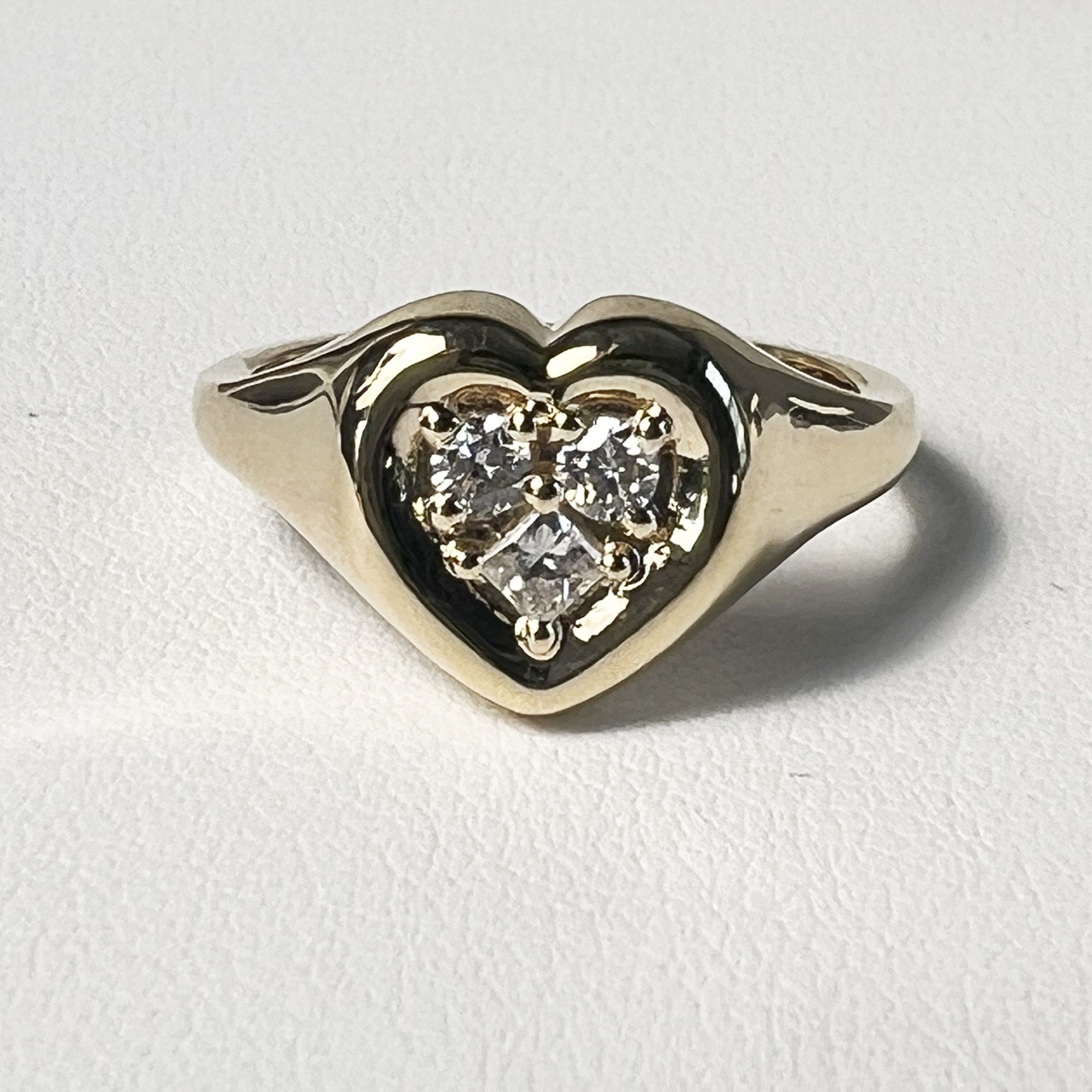Hold My Heart Signet Ring | 14K Yellow Gold | 0.21 CTW (Approx) White Diamond