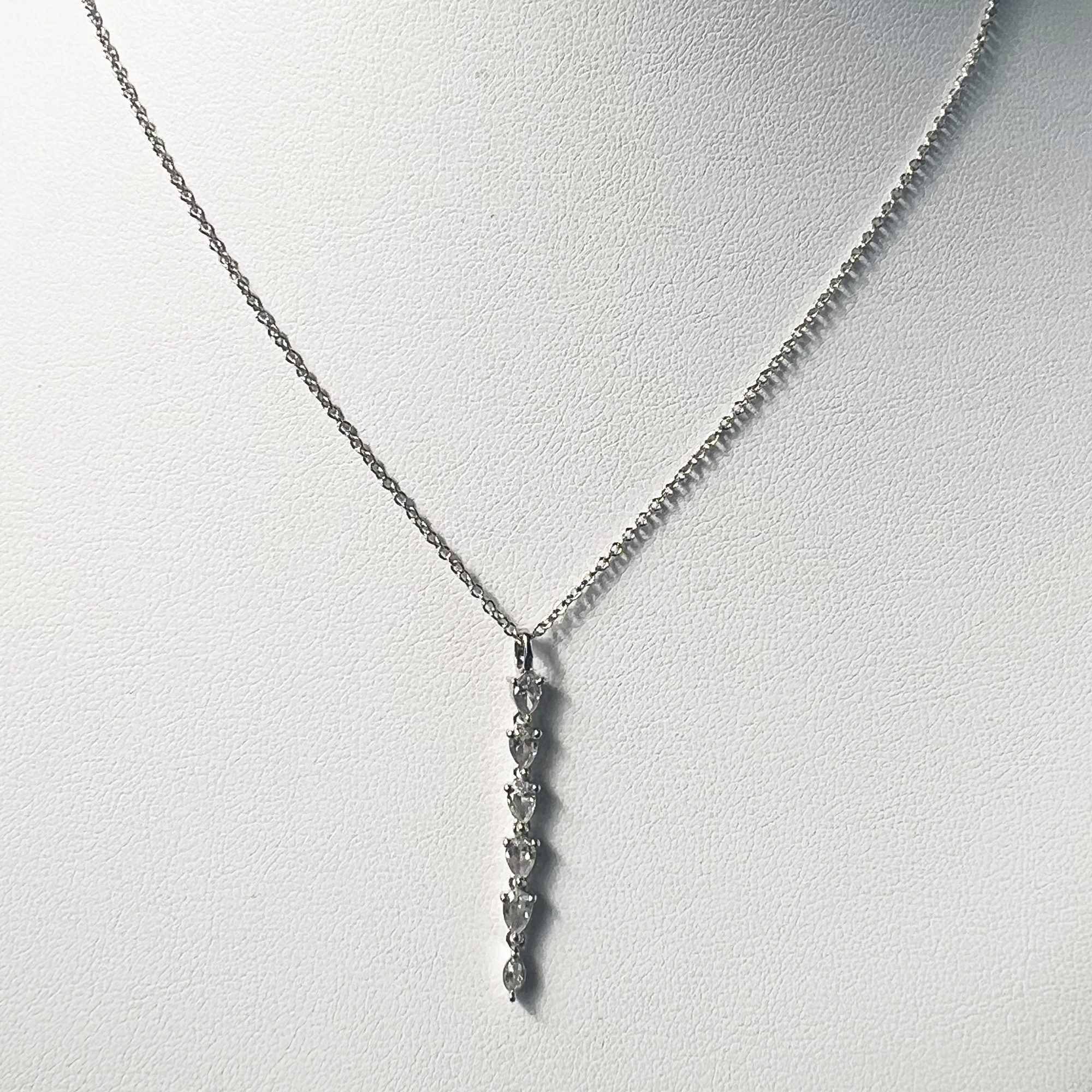 Dangle Necklace | 14K White Gold | 0.55 CTW (Approx) Pear Shape White Lab Diamond