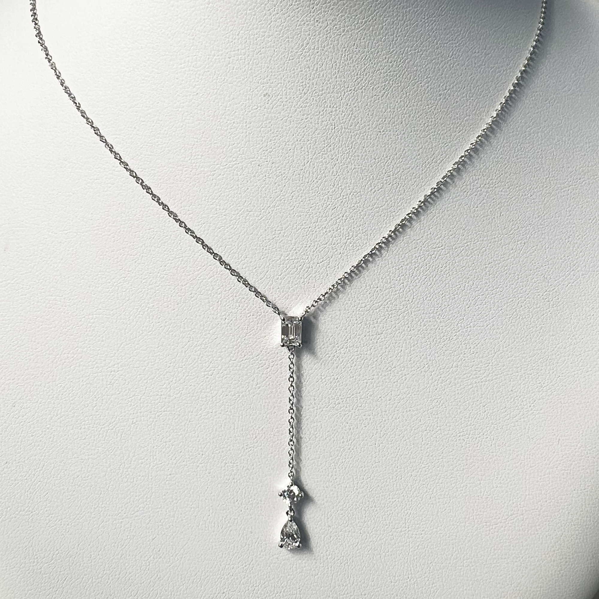 Drop Lariat Necklace | 14K White Gold | 1.09 CTW (Approx) White Lab Diamond