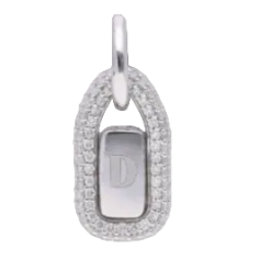 Pave Framed Dog Tag Charm | Sterling Silver | White Lab Diamond
