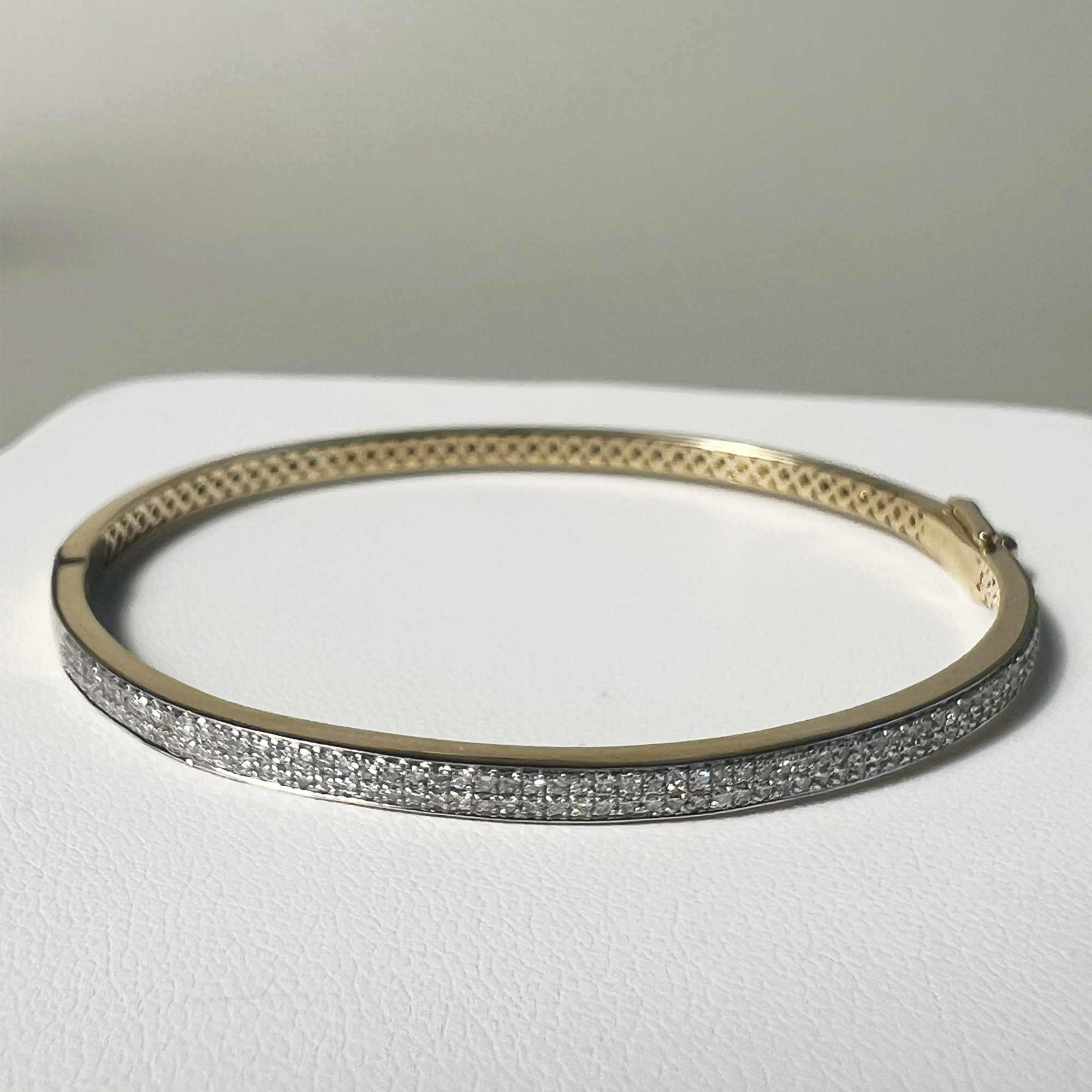 Double Row Diamond Bangle | 10K Yellow Gold | White Diamond