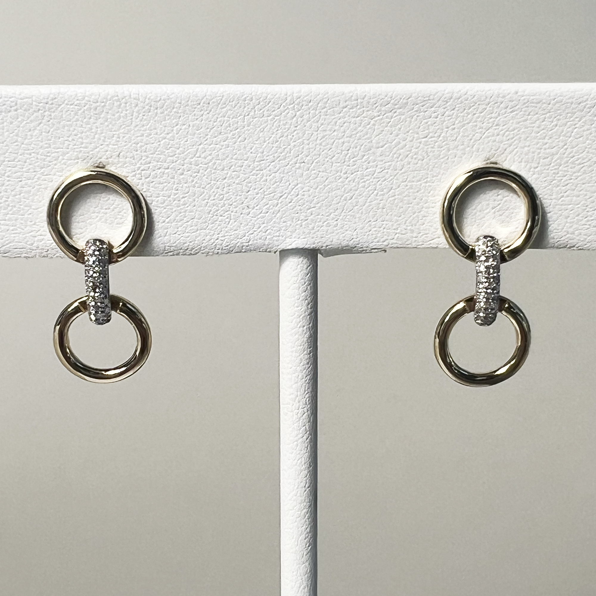 Stirrup Dangle Diamond Earrings | 14K Yellow Gold | 0.14 CTW (Approx) White Diamond