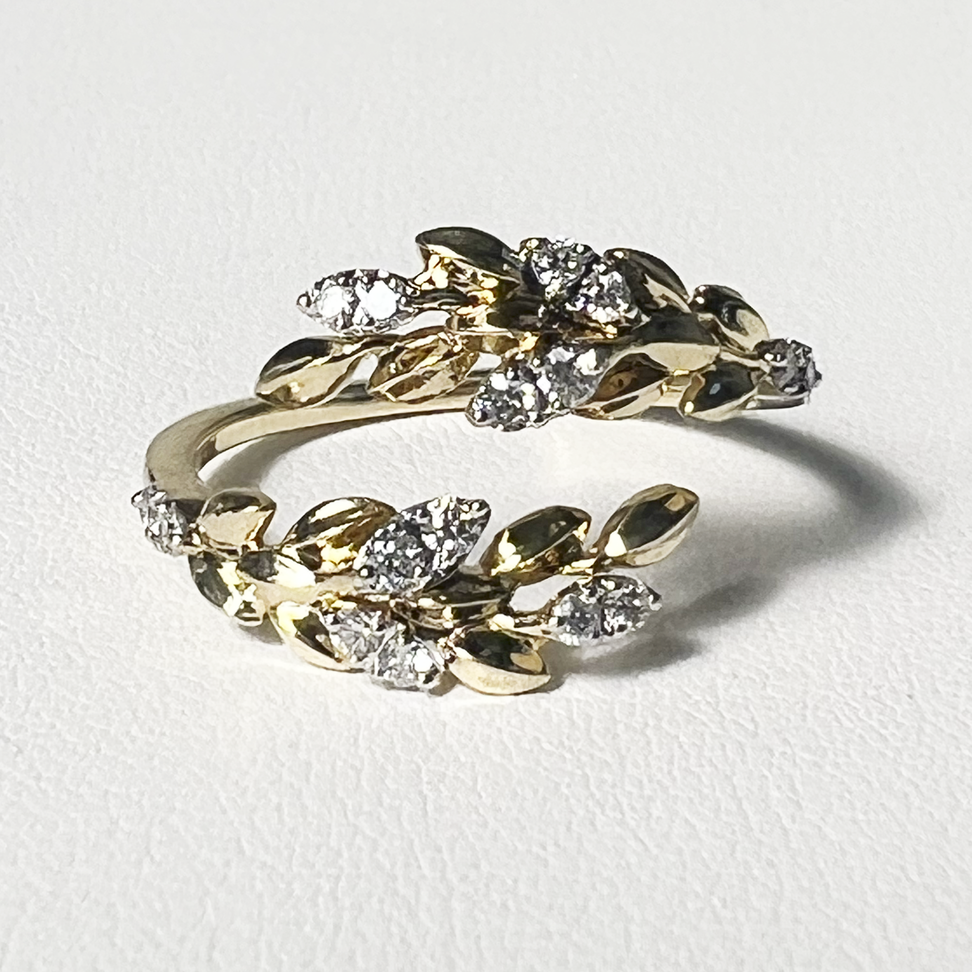 Leafy Wrap Ring | 10K Yellow Gold | 0.25 CTW (Approx) White Diamond
