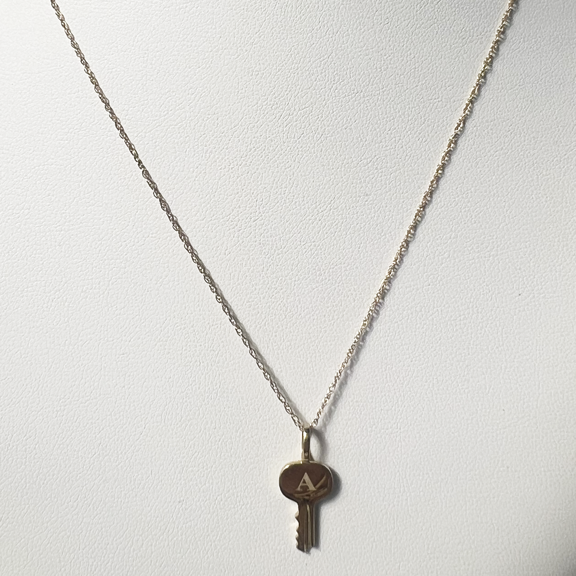 Gold Key Initial Necklace | 10K Yellow Gold | White Diamond