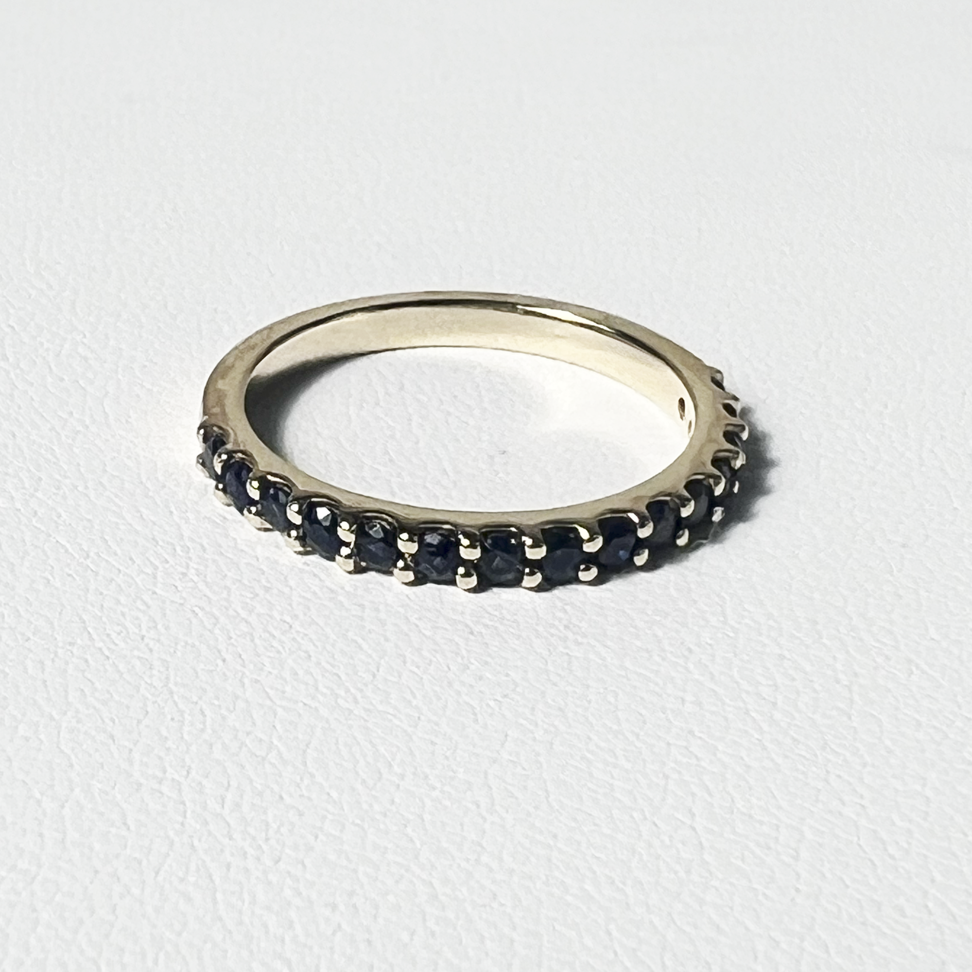 Half Eternity Ring | 14K Yellow Gold | Blue Sapphire
