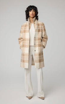 Samantha Straight-Fit Plaid Coat With Bib | Hush