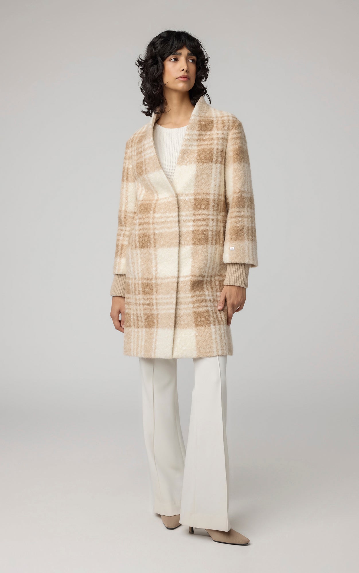 Samantha Straight-Fit Plaid Coat With Bib | Hush