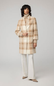 Samantha Straight-Fit Plaid Coat With Bib | Hush
