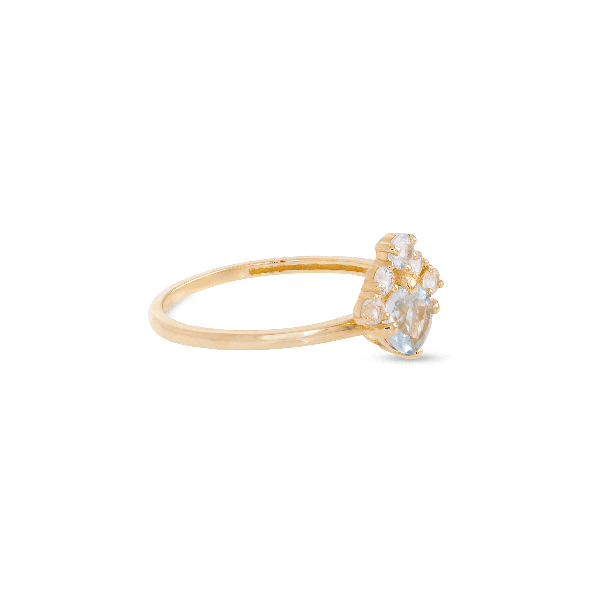 Sapphire Crowned Aquamarine Ring Size 7 | 10K Solid Yellow Gold