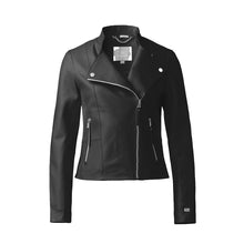 Saskia-L Slim-Fit Leather Jacket With Stand Collar | Black