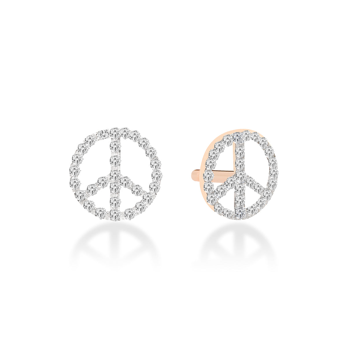 Solo Diamond Peace & Love Stud | 18K Rose Gold