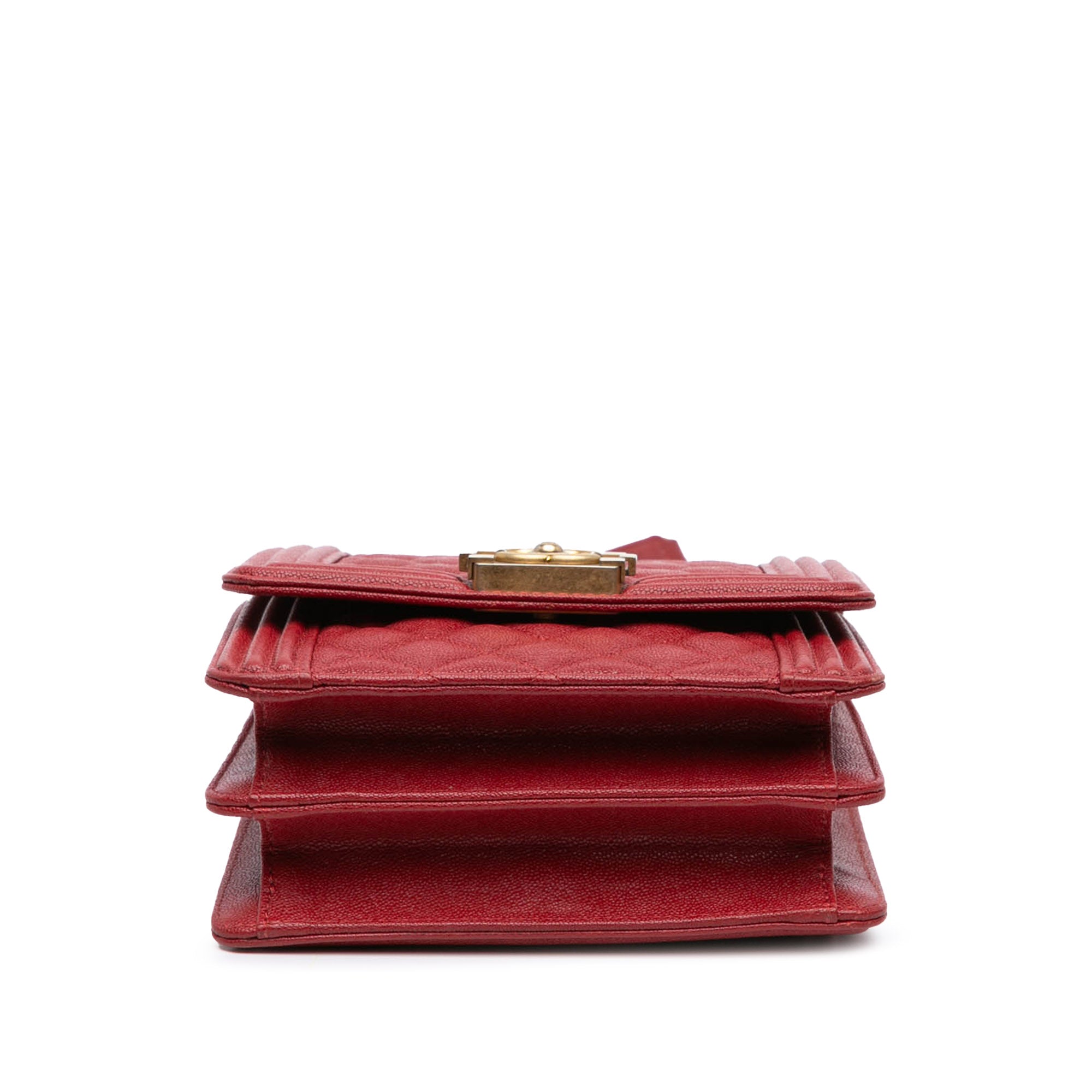 Chanel | Pre-Owned Quilted Caviar North South Boy Flap | Red