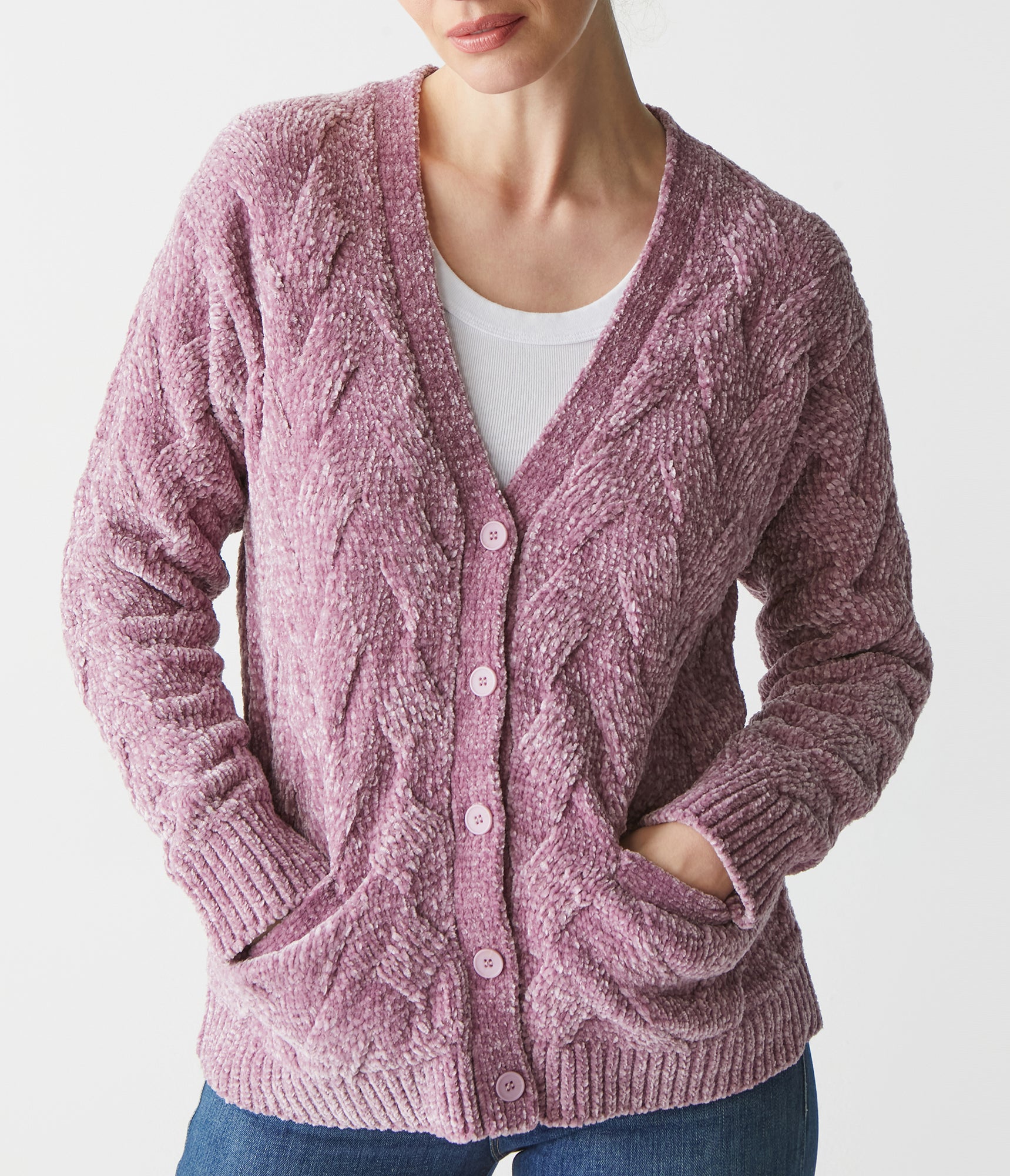 Dax Cardigan w/ Felt Pockets | Amethyst