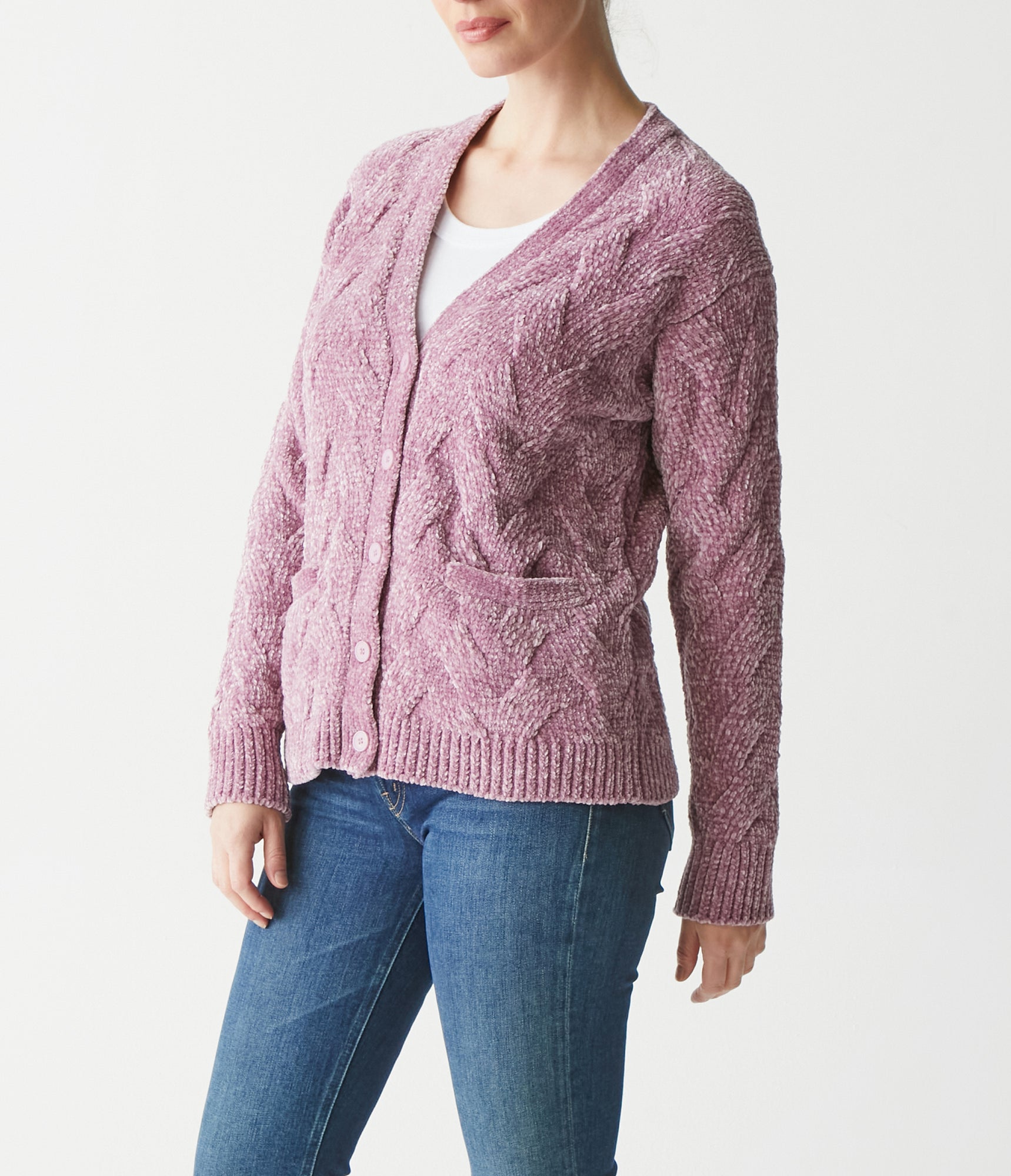 Dax Cardigan w/ Felt Pockets | Amethyst