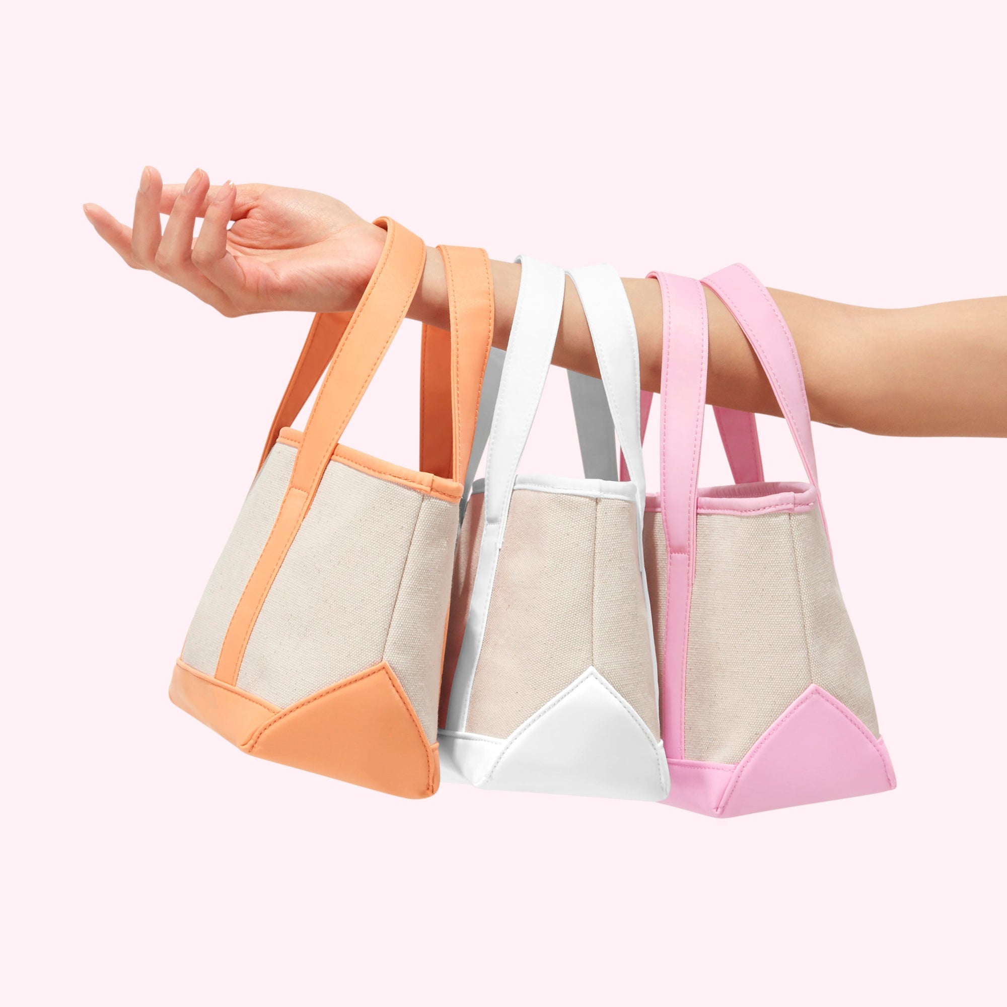 Mini Canvas & Nylon Tote | Peach