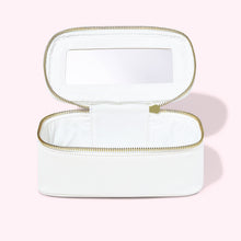 Textured Open Top Mirror Pouch | Blanc