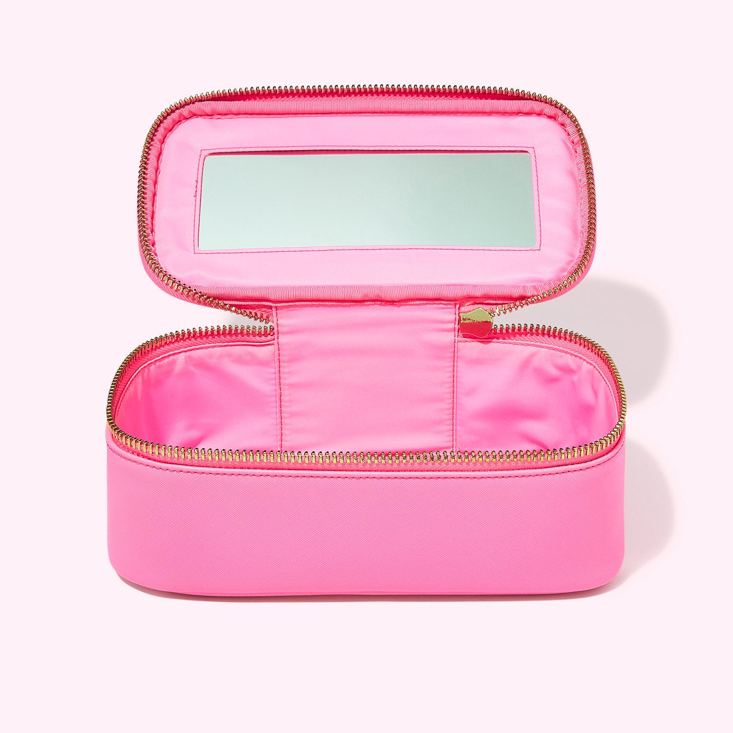 Textured Open Top Mirror Pouch | Bubblegum