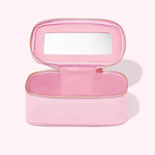 Textured Open Top Mirror Pouch | Flamingo