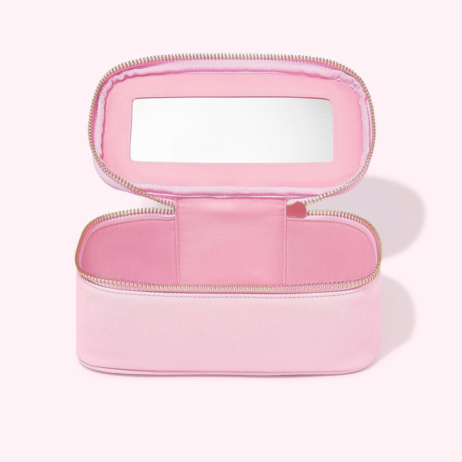 Textured Open Top Mirror Pouch | Flamingo