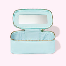 Textured Open Top Mirror Pouch | Sky