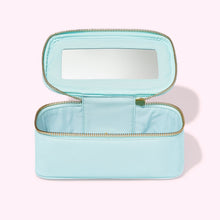 Textured Open Top Mirror Pouch | Sky