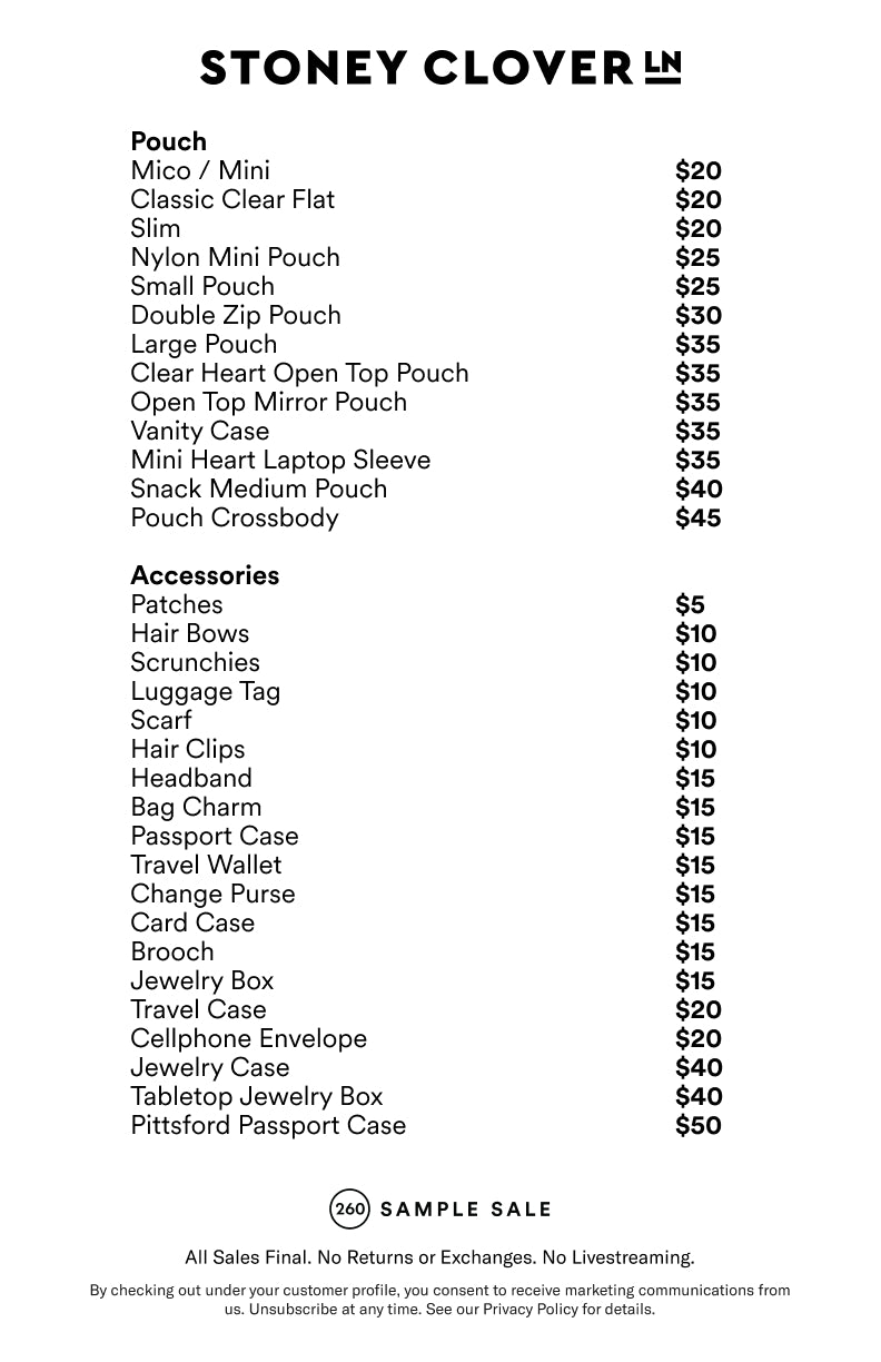 Price table