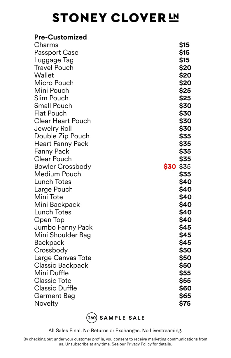 Price table