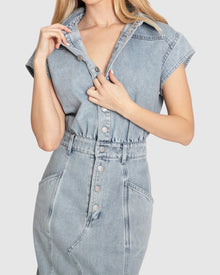 Women | Sundown Denim Midi Shirt Dress | Stonewash