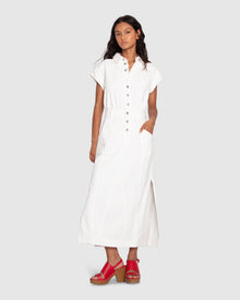 Women | Sundown Denim Midi Shirt Dress | Off-White