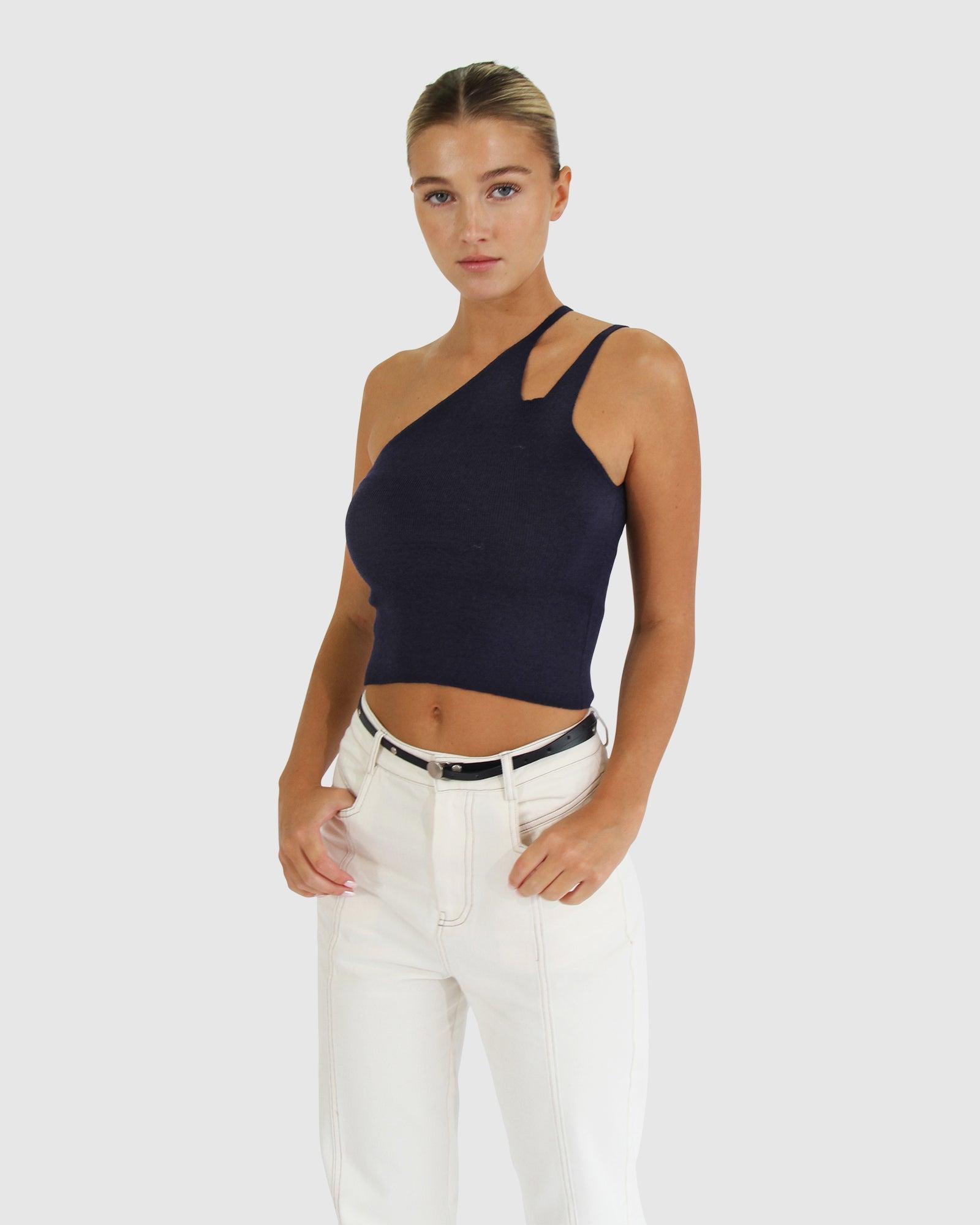 Women | Symphony Double Strap Knit Crop | Navy