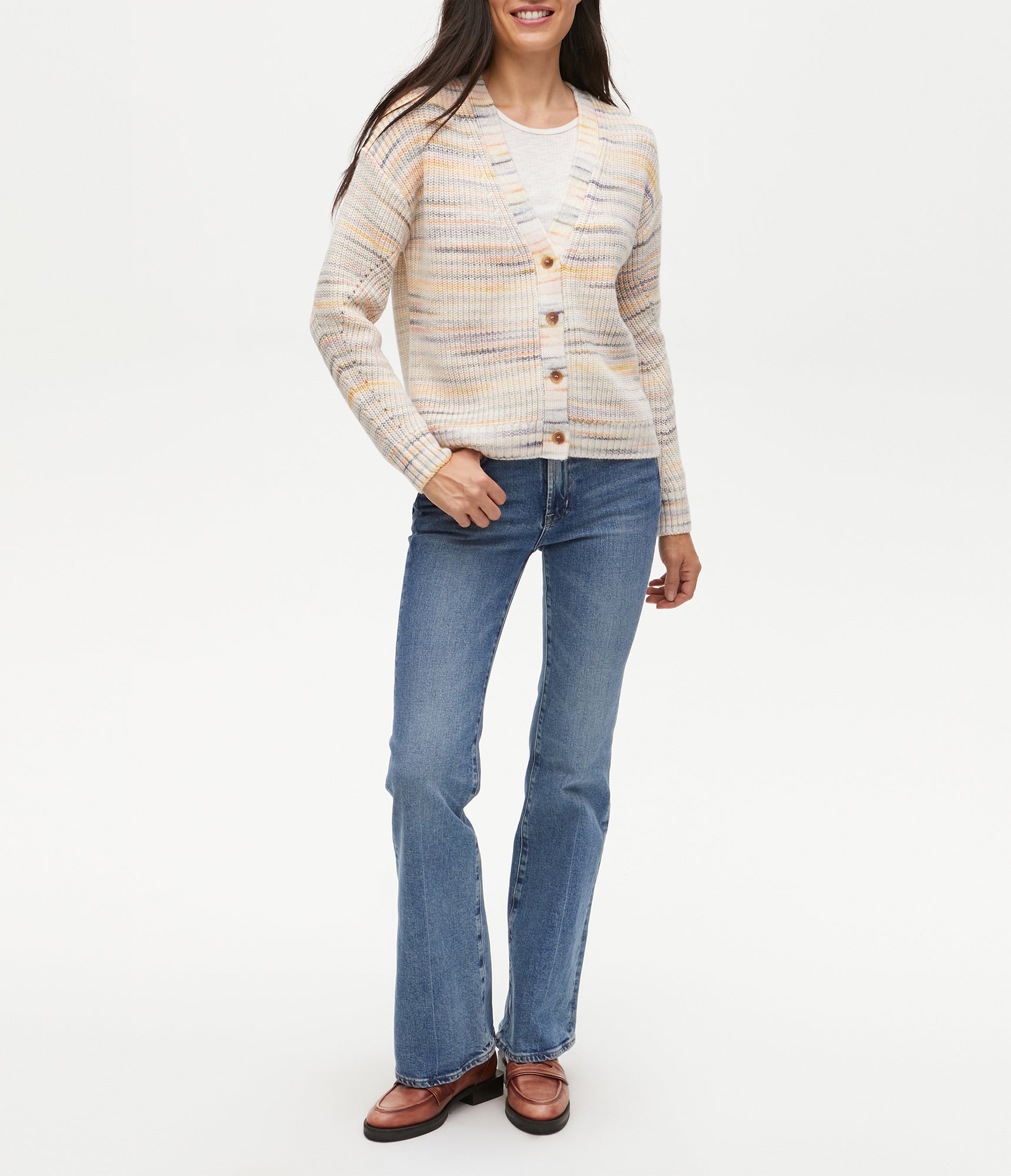 Farah Spacedye Cardigan | Natural Combo