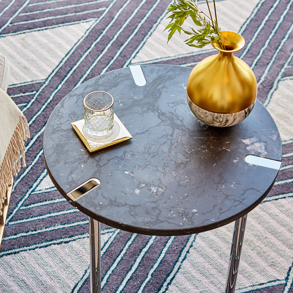 Sereno End Table | Silver-Plated | St. Laurent Marble