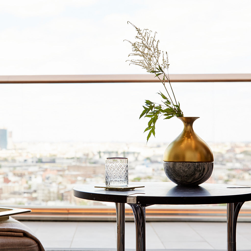 Sereno End Table | Silver-Plated | St. Laurent Marble