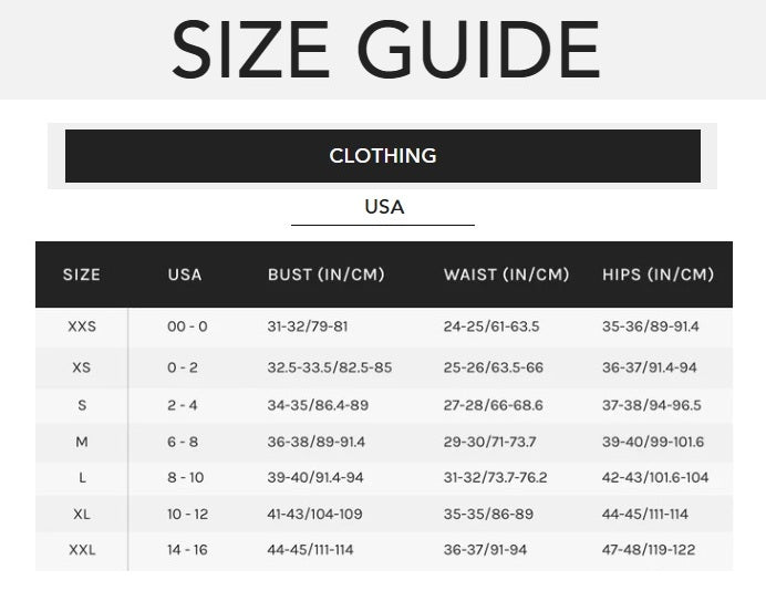Product size guide
