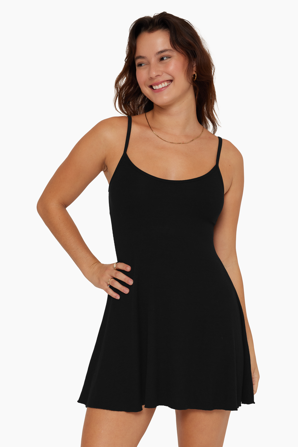 Ribbed Modal Ribbed Cami Dress | Onyx