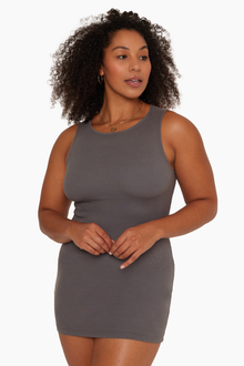 Cotton Rib Ribbed Tank Dress | Graphite