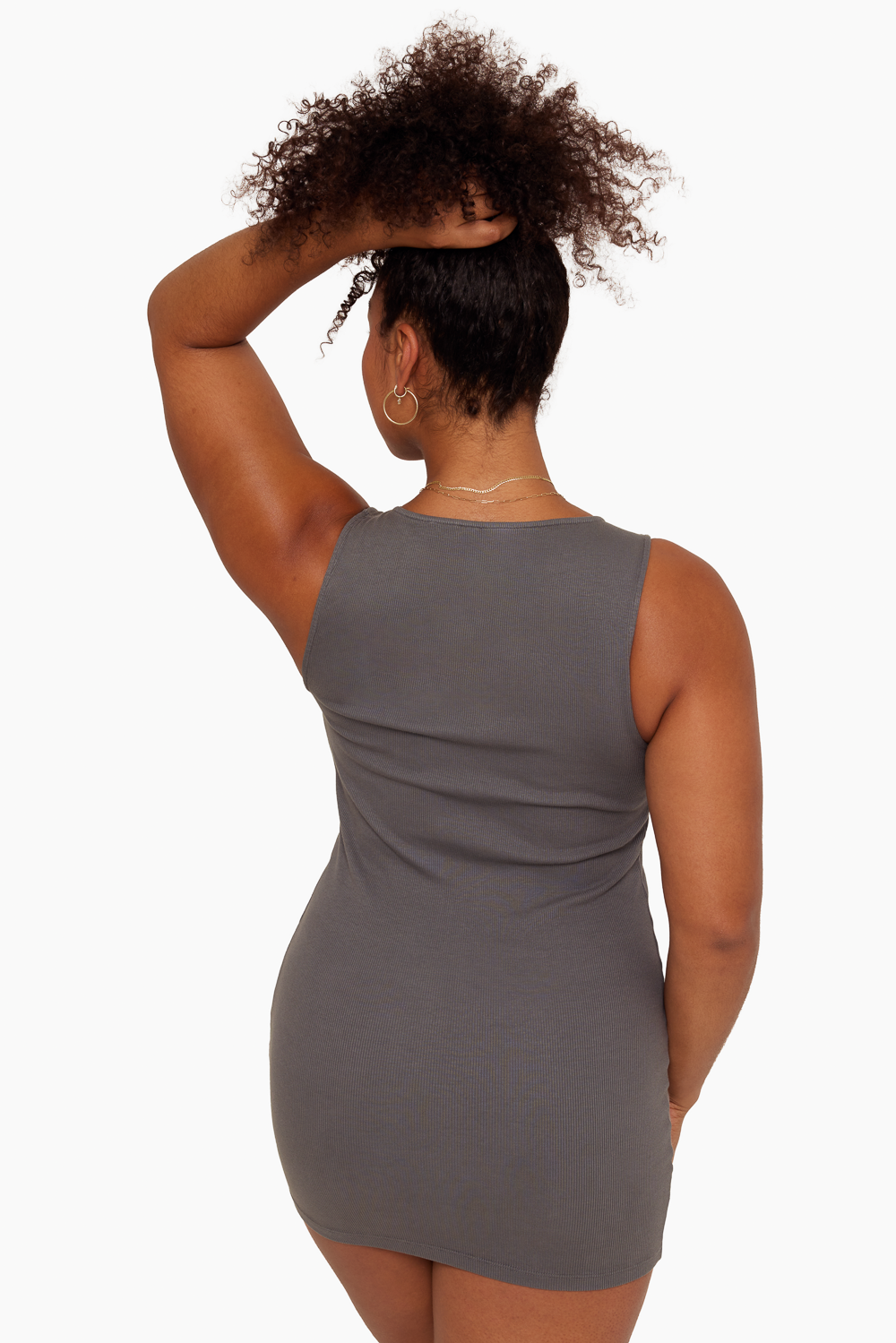 Cotton Rib Ribbed Tank Dress | Graphite