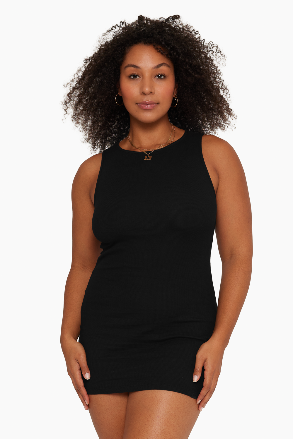 Cotton Rib Ribbed Tank Dress | Onyx