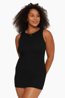Cotton Rib Ribbed Tank Dress | Onyx