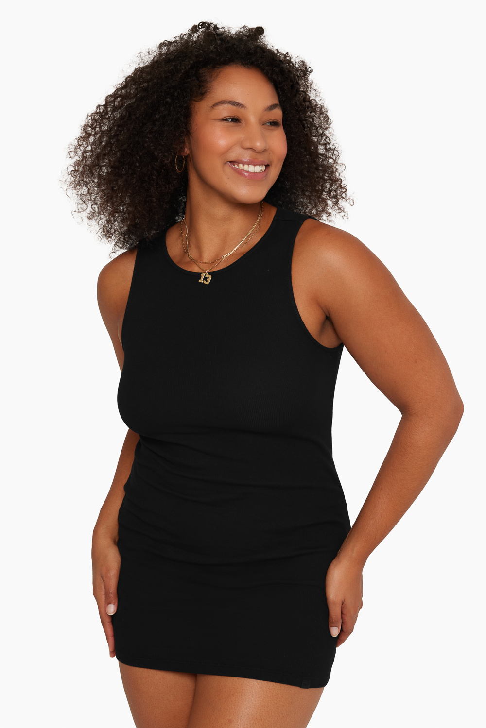 Cotton Rib Ribbed Tank Dress | Onyx