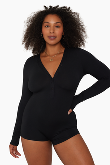 Sleep Jersey Long Sleeve Sleep Romper | Onyx