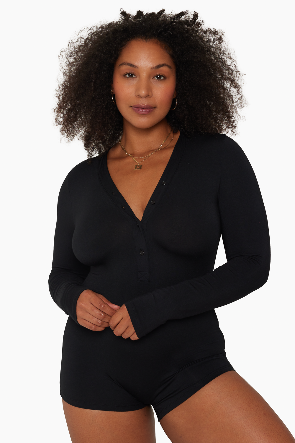 Sleep Jersey Long Sleeve Sleep Romper | Onyx