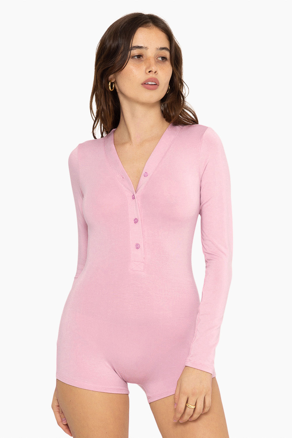Sleep Jersey Long Sleeve Sleep Romper | Peony