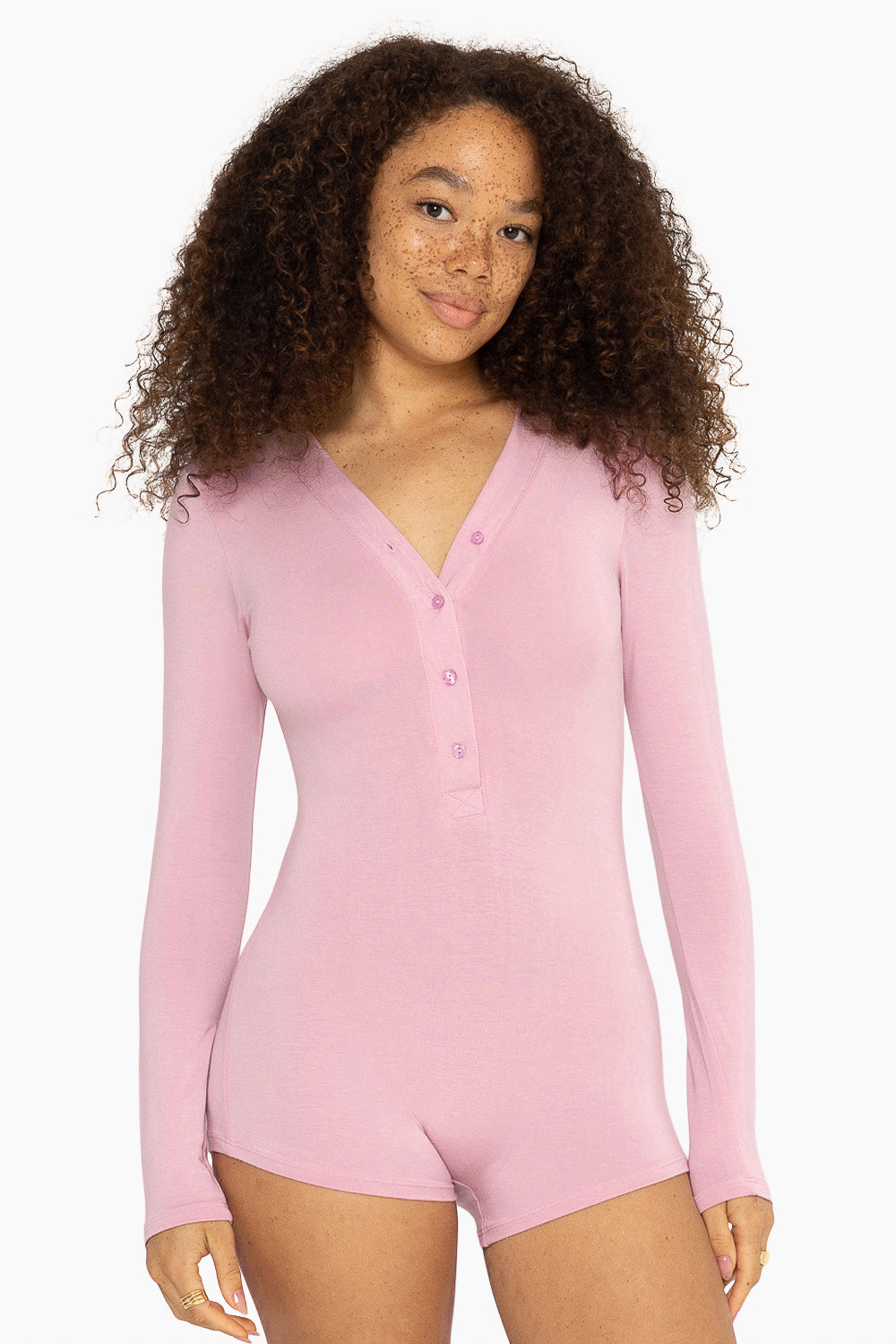 Sleep Jersey Long Sleeve Sleep Romper | Peony