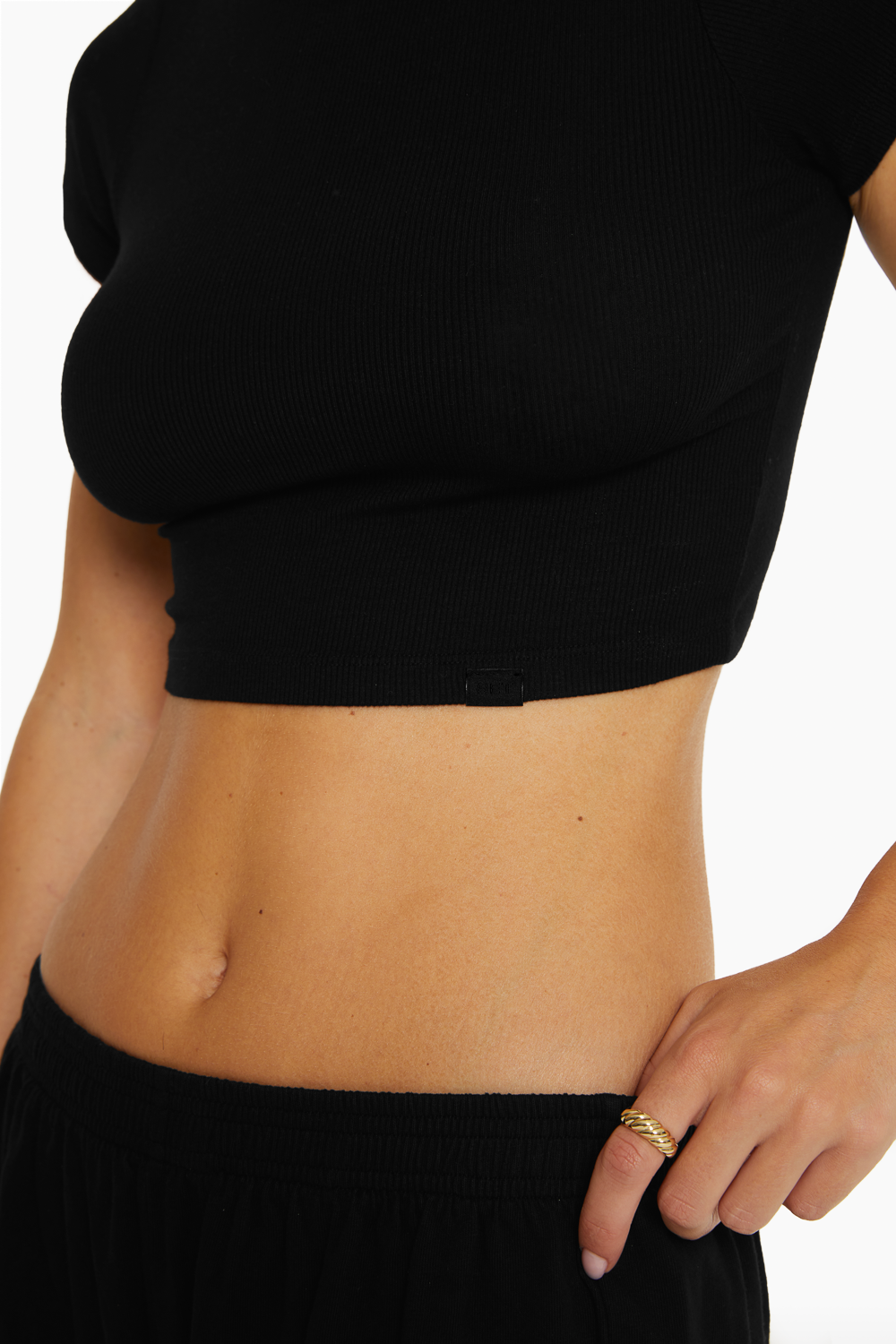 Ribbed Modal Body Form Tee | Onyx