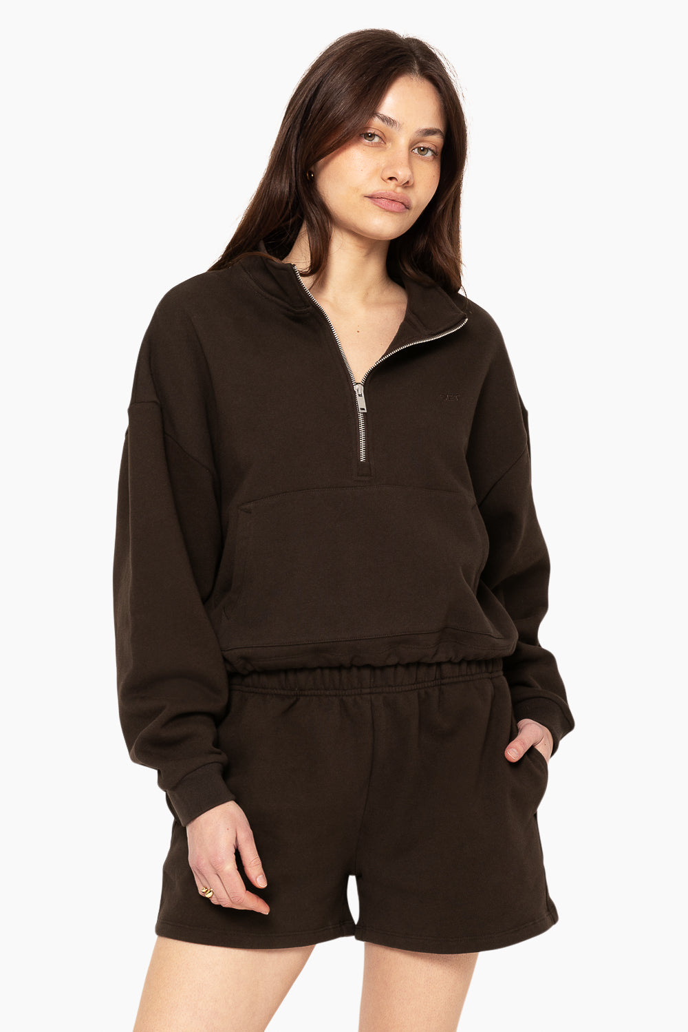 Heavyweight Sweats Half Zip | Espresso