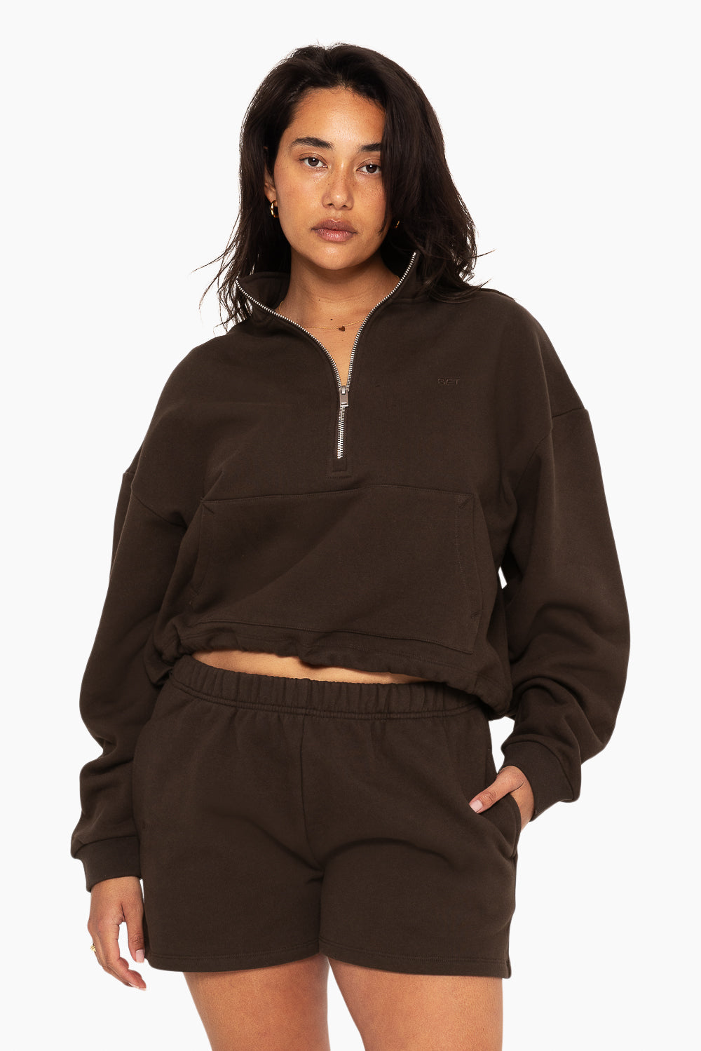 Heavyweight Sweats Half Zip | Espresso